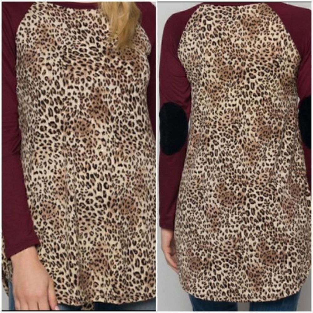 Animal print tunic with elbow patch on long - Picture 3 of 5